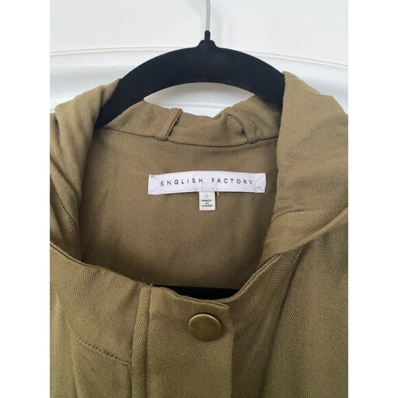 English Factory Olive Patched Rayon Military Jacket Size Small - Picture 5 of 5